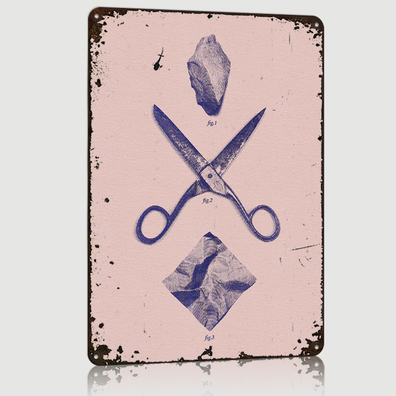 Retro Gaming Wallpaper - ROCK SCISSORS PAPER Poster Customized Vintage