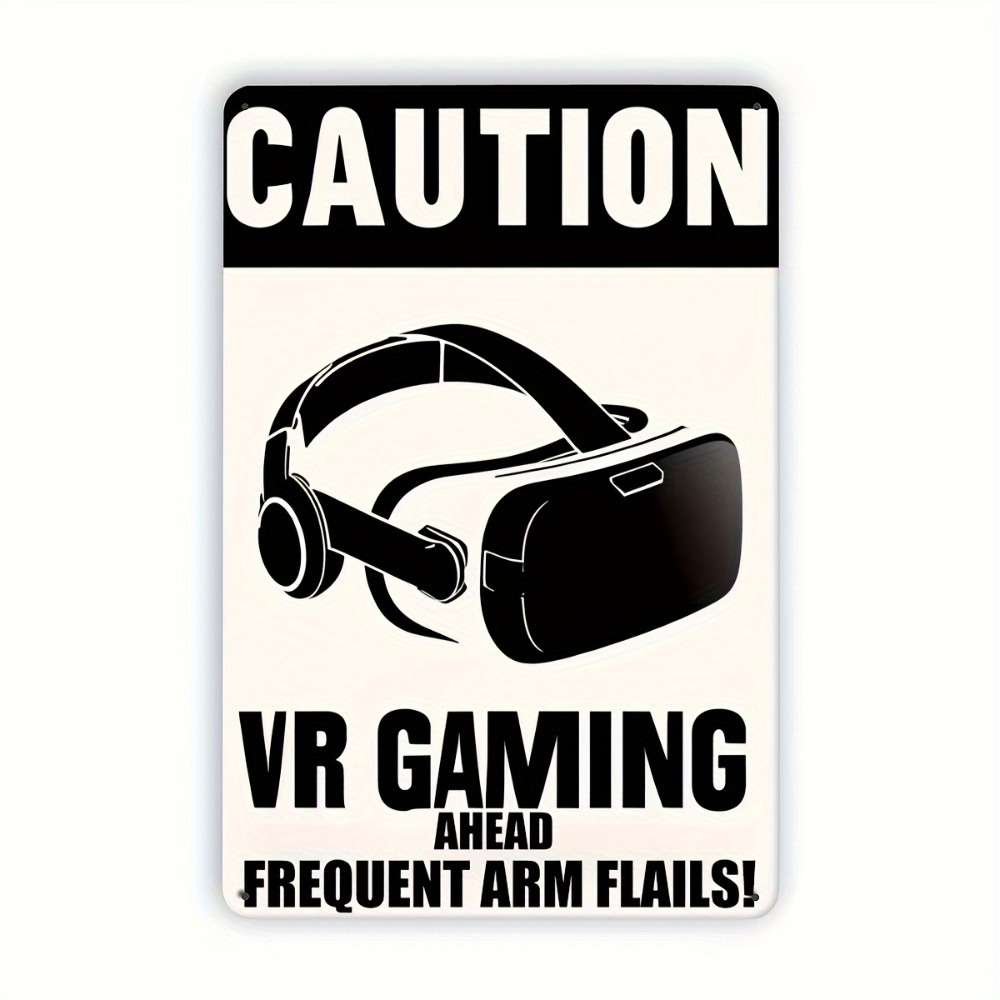 Retro Gaming In Vr - 1PC Caution VR Gaming Metal Tin