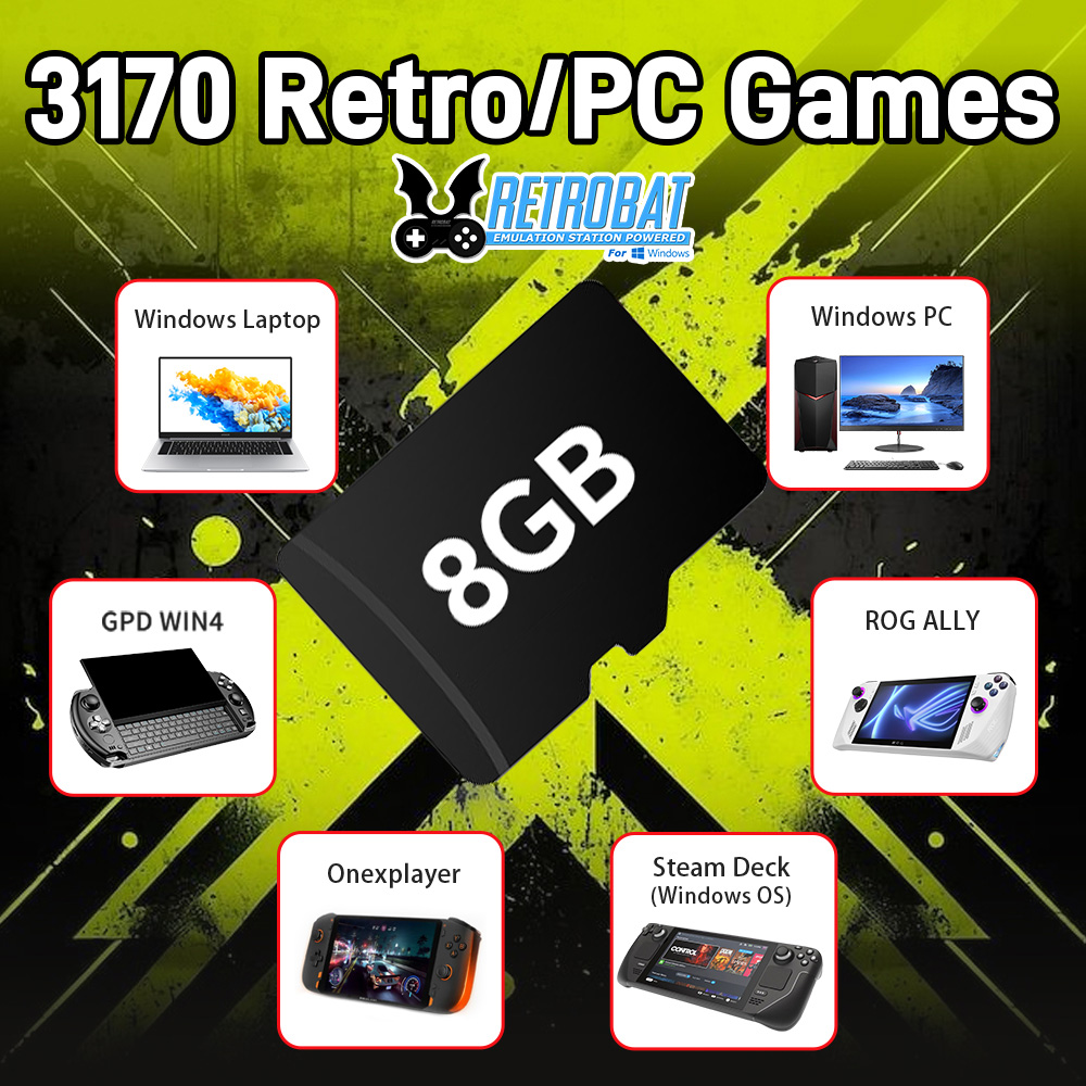 Retro Gaming Mini Pc - 8GB Game TF Card with 3170