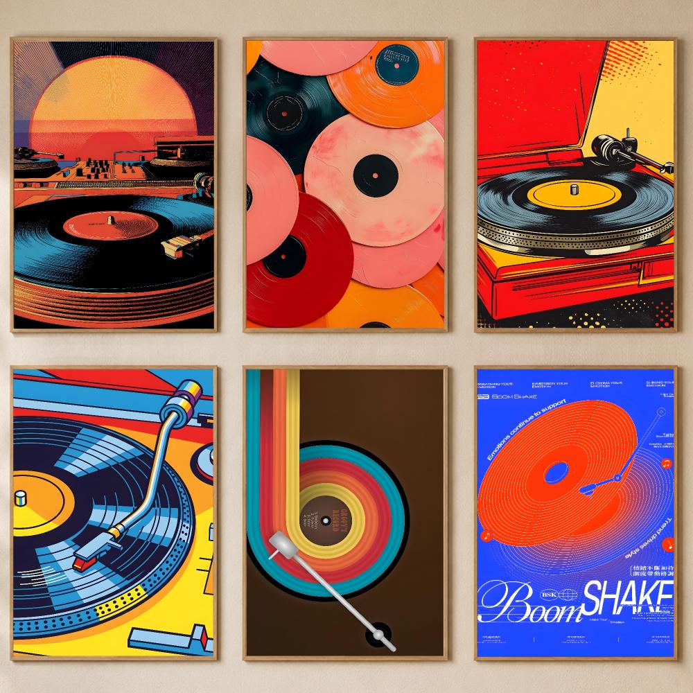 Retro Colorful Record Player P - Retro Gaming Wallpaper review and price