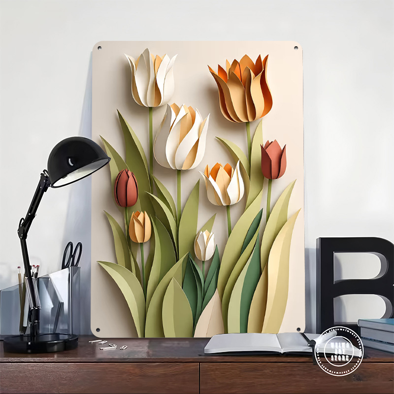 Paper Cutout Tulips Flowers Pr - Retro Gaming Wallpaper review and price