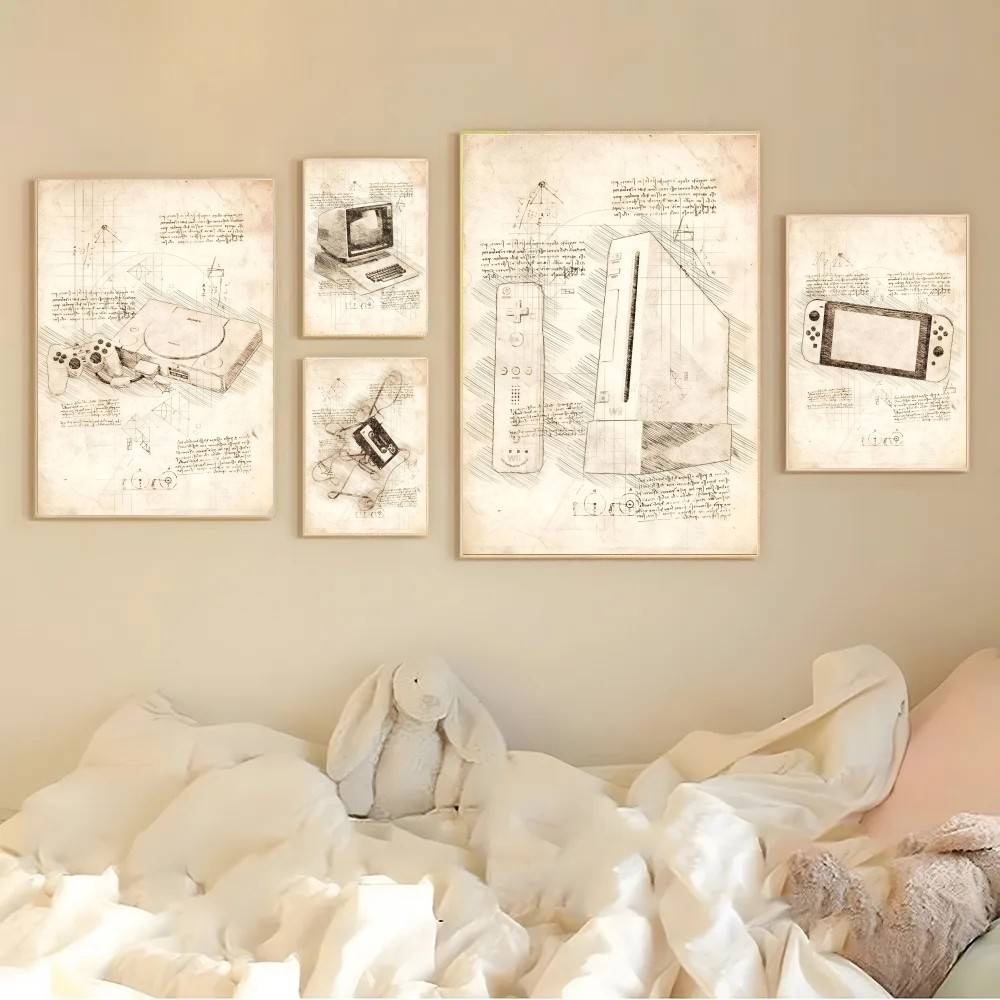 Vintage Gaming Console Sketch  - Retro Gaming Wallpaper review and price