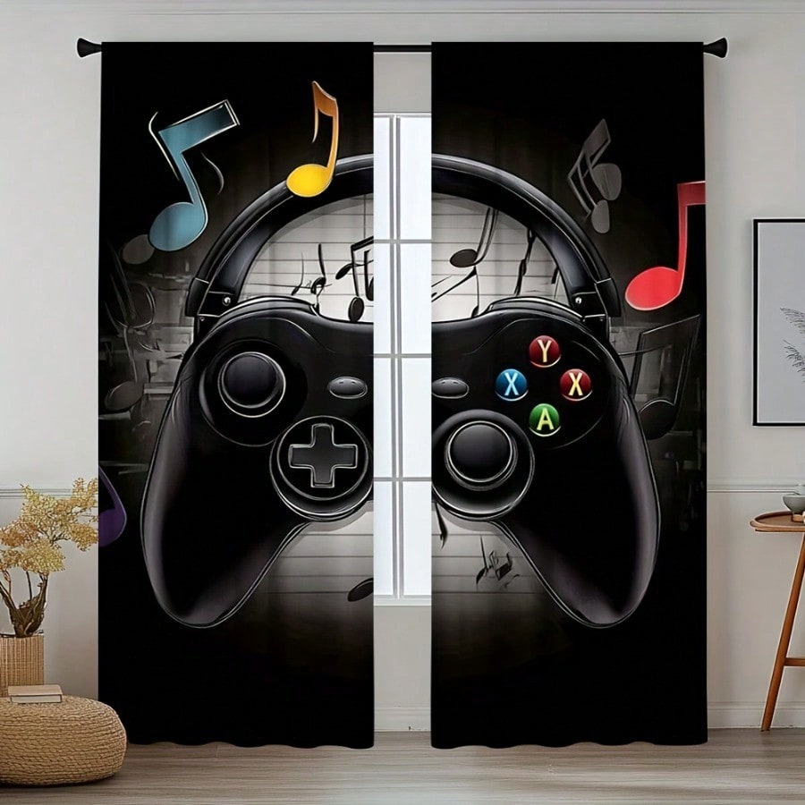 2pcs Retro Gaming Room Curtain - Retro Gaming Youtube review and price