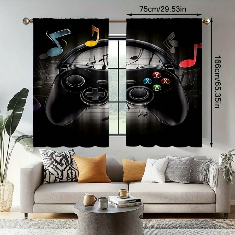 2pcs Retro Gaming Room Curtain - Retro Gaming Youtube review and price